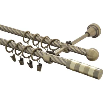 Garnýž kovová 320 cm kroucená dvouřadá - dvojitá 16 Sigma mosaz