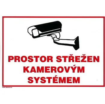 Výstražná páska Prostor střežen kamerovým systémem 210x297mm - plastová tabulka MAGG 120088