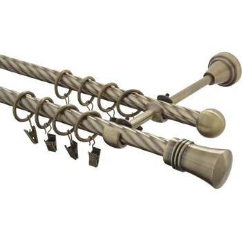 Garnýž kovová 200 cm kroucená dvouřadá - dvojitá 16 Capri mosaz