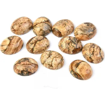 Přírodní kámen Jaspis obrázkový oválná mugle 12 x 10mm