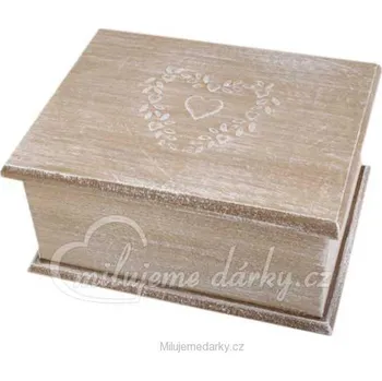 Dárková krabička Střední dřevěná dárková krabička s ornamentem ve tvaru srdce na víčku