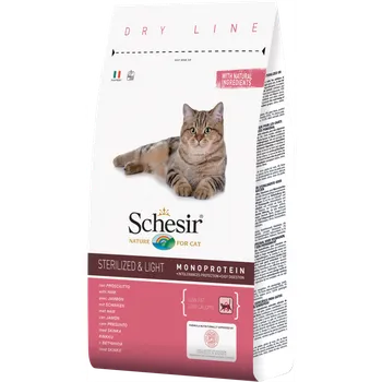 Krmivo pro kočku Schesir Cat Sterilized/Light šunka, 1,5 kg