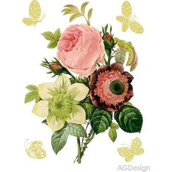 Samolepící dekorace Samolepka na zeď kytice se zlatými motýly 65 x 85 cm F 0456 F0456