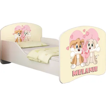 Dětská postel Dětská postel - Zamilovaní pejsci + jméno 160x80 cm