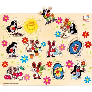 Bino Dřevěná vkládačka - Krtek