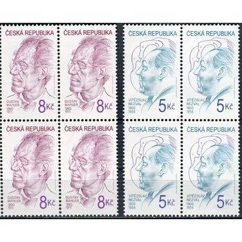 Poštovní známka Česká pošta (2000) č. 256-257 ** - ČR - 4-bl - OSOBNOSTI (V. Nezval + G. Mahler)