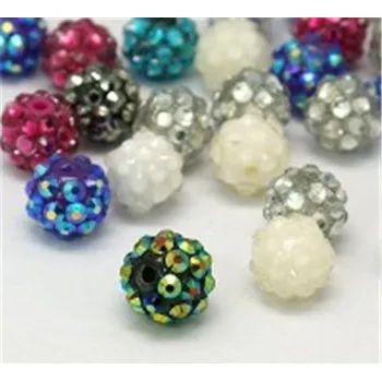 Dětské navlékací korálky Korálek z pryskyřice s kamínky mix barev L2952 3 ks, Barva Světle zelená L2952