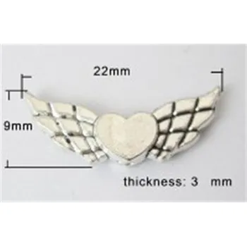 Korálek Korálek kovový, srdíčko s křídly L2693 L2693