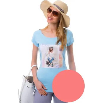 Dámské triko s krátkým rukávem Selfie - lososové - vel. M/L