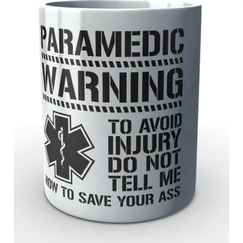 Sběratelský sportovní předmět Bílý hrnek PARAMEDIC WARNING - bílá