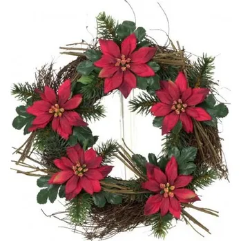 Věnec Věnec zdobený poinsettie 530-0019