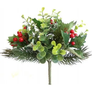 umělá květina Kytice cesmína, bobule 786488A 19 cm zelená