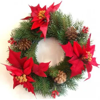 Věnec Věnec zdobený, 3 poinsettie 530-0038