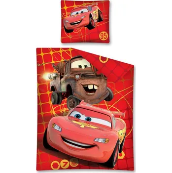 Povlečení Detexpol Cars Blesk a Burák červené 140/200 cm 80/80 cm