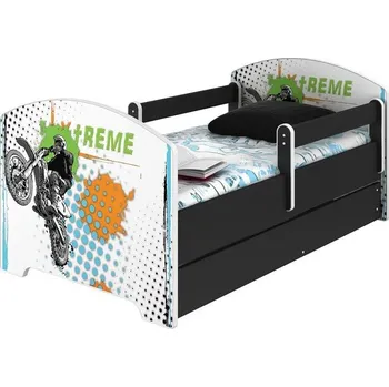 Dětsný nábytek Dětská postel Oskar Xtreme 140x70 cm - Venge - 1x krátká + 1x dlouhá zábrana bez šuplíku