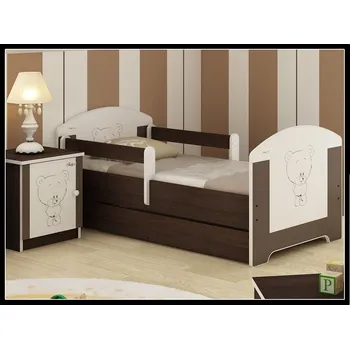Dětská postel Dětská postel Oskar Medvídek II. 140x70 cm - Venge - 1x krátká + 1x dlouhá zábrana bez šuplíku