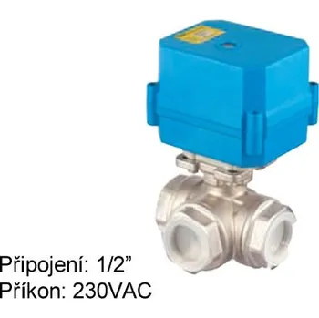 Trojcestný otočný mini kombiventil Tork DN 15 s el. pohonem 230 VAC