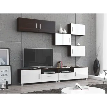 Obývací stěna Obývací stěna Kuga - dub sonoma tmavá/bílý lesk