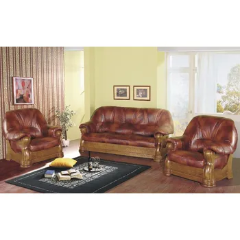 Sedací souprava Sedací souprava Elegant 3-1-1, dubový masiv / kůže