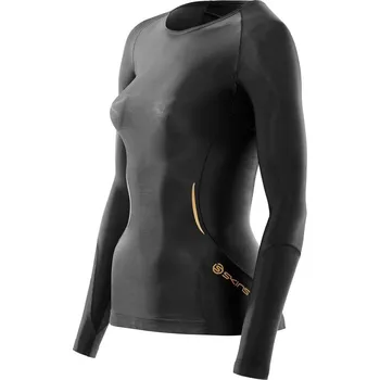 Dámské tričko Kompresní prádlo SKINS A400 Womens Long Sleeve Top - Black (dámské aktivní kompresní triko s dlouhým rukávem) S