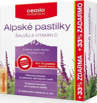 Přírodní produkt Cemio Alpské pastilky šalvěj a vitamin C