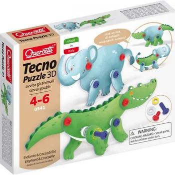 3D puzzle Quercetti 0541 Tecno Puzzle 3D Slon a krokodýl