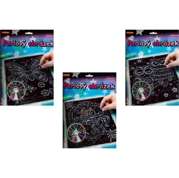 omalovánky SMT Creatoys Perlový obrázek 200ks barevných perel 20,3x25,4cm asst 3 druhy na kartě