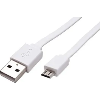 Datový kabel ROLINE USB 2.0 kabel, USB A(M) - microUSB B(M), 1m, plochý, bílý - 11.02.8761