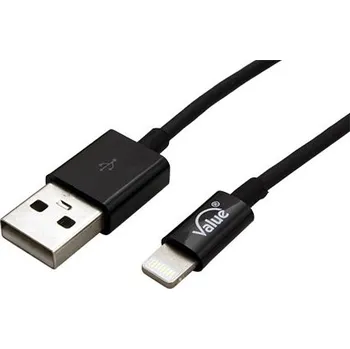Datový kabel Value USB kabel pro Apple s konektorem Lightning, černý, 1m - 11.99.8321