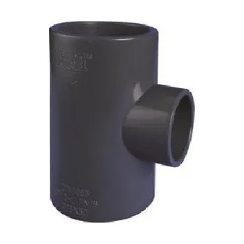 T-kus 90° redukovaný lepení/lepení - 75x50mm, k propojení trubek, PVC, černý, 0.45kg (313395)