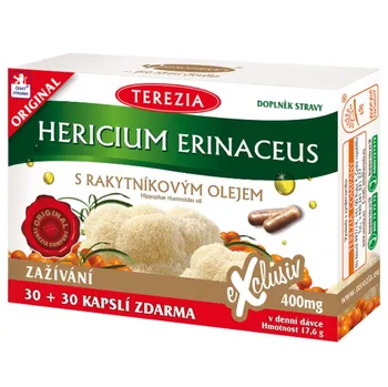 Přírodní produkt Terezia Company Korálovec ježatý s rakytníkovým olejem 400 mg 60 cps.