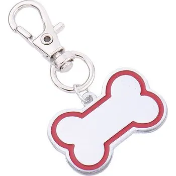 Vojenské psí známky Psí známka z chirurgické oceli psí kost červená - Psí známka z chirurgické oceli psí kost červená