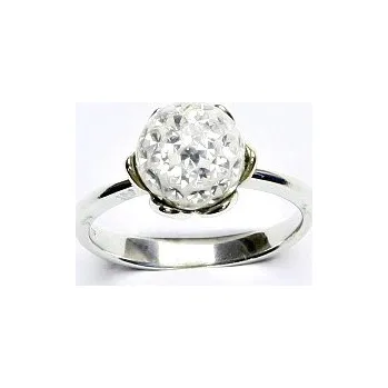 Prsten Stříbrný prsten, kulička s krystaly Crystal 8 mm, T 1351