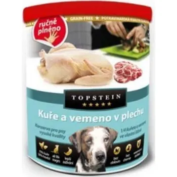 Krmivo pro psa Topstein Kuře a vemeno v plechu 8 x 800 g