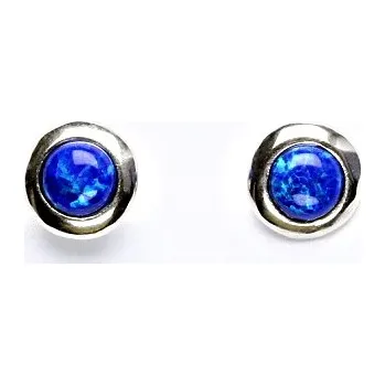 Náušnice Stříbrné náušnice na šroubek, tmavě modrý syntetický opál 5 mm, NŠ 1470