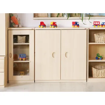 Knihovna Skříň 2-dvířková Domestav D308 Materiál: Smrk, Povrchová úprava: Přírodní provedení