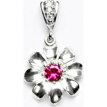 Šperk Stříbrný přívěšek se zirkonem rubín, kytička P 1389/2