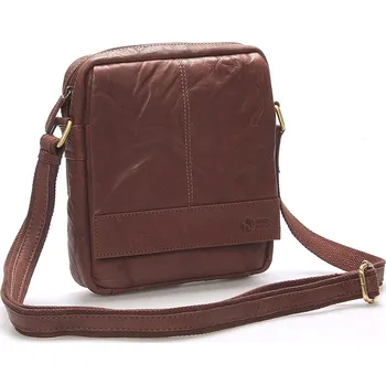 Pánská hnědá prošívaná kožená taška - Sendi Design Bris hnědá