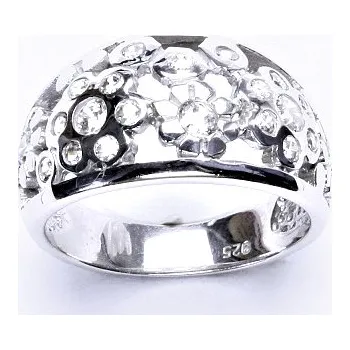 Prsten Prsten stříbrný s květy, čiré zirkony, T 1420 (928)