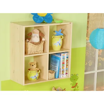 Knihovna Skříň závěsná-4 Domestav D320 Materiál: Smrk, Povrchová úprava: Přírodní provedení