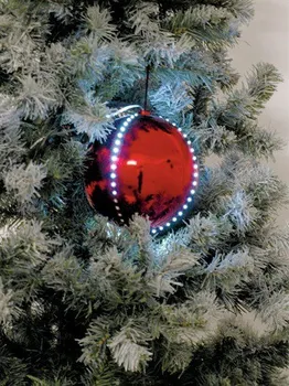 Vánoční ozdoba EuroPalms Sněhová LED koule 15 cm červená