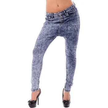 Dámské kalhoty V&V Dámské plisňové jeans se sníženým sedem - XS