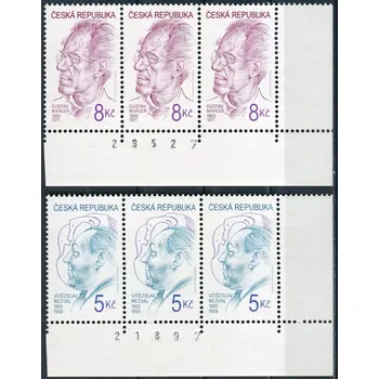 Poštovní známka Česká pošta (2000) č. 256-257 ** - ČR - 3-bl - OSOBNOSTI (V. Nezval + G. Mahler) - Č.A.
