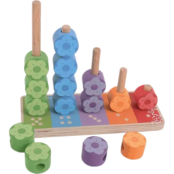 Dřevěná hračka Bigjigs Toys Nasazování barevných květinek