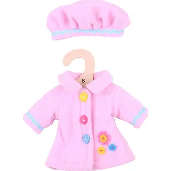 Doplněk pro panenku Bigjigs Toys Růžový kabátek s čepičkou 25 cm