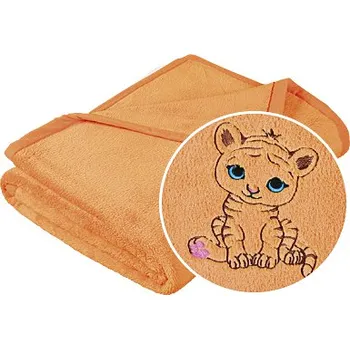 Dětská deka Bellatex Přikrývka Korall micro s výšivkou 75/100 cm - LOSOSOVÁ - TYGŘÍK