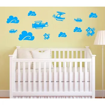 Samolepící dekorace Samolepky na zeď KIDS color - letadla, 94x50 cm (dekorace na zeď)