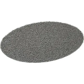 Rohožka Šedá vinylová protiskluzová sprchová oválná rohož FLOMA Spaghetti - délka 39,5 cm, šířka 70 cm, výška 1,2 cm