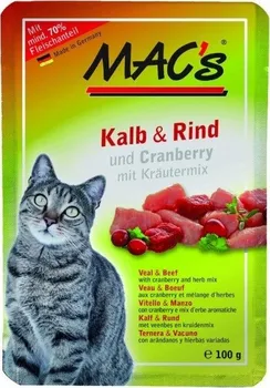 Krmivo pro kočku Mac's Cat kapsička telecí/hovězí/brusinka 100 g