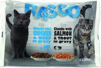 Krmivo pro kočku Rasco Cat Kapsička Multipack losos/pstruh/kuřecí/hovězí 4 x 100 g